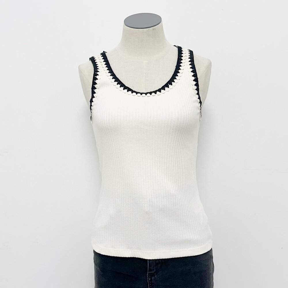 H&M Crochet Trim Tank Small Cream